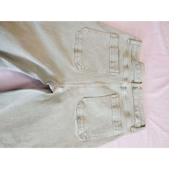 RISEN JEANS Women Size 11 Sage Green Wide Leg Cargo High Rise Distressed Hem - Picture 10 of 16